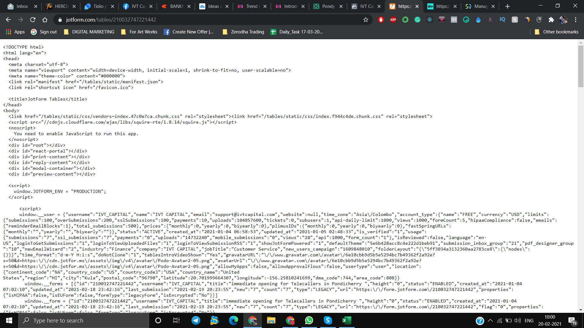 Submission table view not working